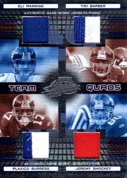 2006 Playoff Absolute Memorabilia - Team Quads Materials Prime #TQ-7 Eli Manning / Tiki Barber / Plaxico Burress / Jeremy Shockey Front