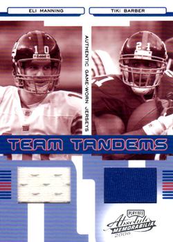 2006 Playoff Absolute Memorabilia - Team Tandems Materials #TT-13 Eli Manning / Tiki Barber Front