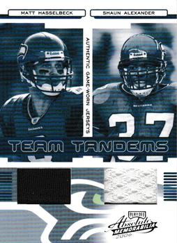 2006 Playoff Absolute Memorabilia - Team Tandems Materials #TT-19 Matt Hasselbeck / Shaun Alexander Front