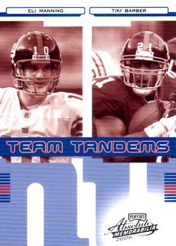 2006 Playoff Absolute Memorabilia - Team Tandems Silver #TT-13 Eli Manning / Tiki Barber Front
