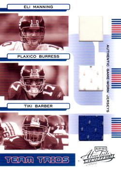 2006 Playoff Absolute Memorabilia - Team Trios Materials #TTR-9 Eli Manning / Plaxico Burress / Tiki Barber Front