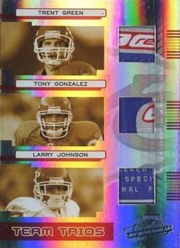 2006 Playoff Absolute Memorabilia - Team Trios Materials Prime Spectrum #TTR-6 Trent Green / Tony Gonzalez / Larry Johnson Front