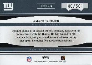 2006 Playoff Absolute Memorabilia - Tools of the Trade Black #TOT-6 Amani Toomer Back