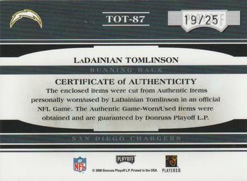 2006 Playoff Absolute Memorabilia - Tools of the Trade Material Double Black Spectrum #TOT-87 LaDainian Tomlinson Back
