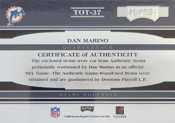 2006 Playoff Absolute Memorabilia - Tools of the Trade Material Double Blue #TOT-37 Dan Marino Back