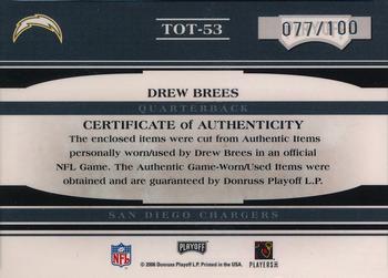 2006 Playoff Absolute Memorabilia - Tools of the Trade Material Double Red #TOT-53 Drew Brees Back