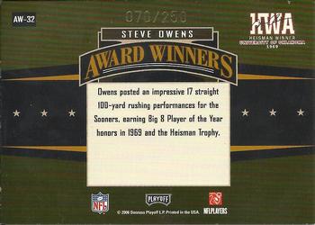 2006 Playoff Contenders - Award Winners Gold #AW-32 Steve Owens Back