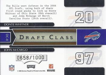 2006 Playoff Contenders - Draft Class #DC-8 Donte Whitner / John McCargo Back
