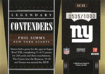 2006 Playoff Contenders - Legendary Contenders #LC-11 Phil Simms Back