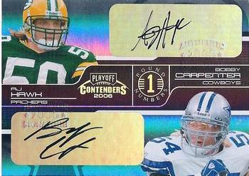 2006 Playoff Contenders - Round Numbers Autographs #RND-3 A.J. Hawk / Bobby Carpenter Front