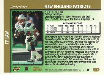 1997 Topps #218 Ty Law Back