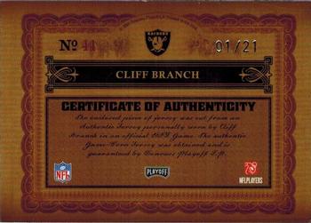 2006 Playoff National Treasures - Material Signature Jersey Numbers #44 Cliff Branch Back