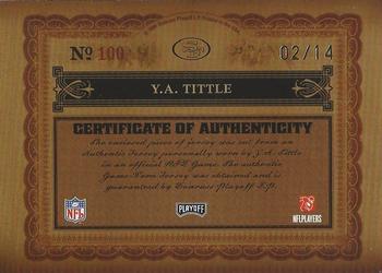 2006 Playoff National Treasures - Material Signature Jersey Numbers Prime #100 Y.A. Tittle Back