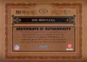 2006 Playoff National Treasures - Material Signature Prime Laundry Tag #86 Joe Montana Back