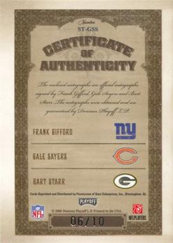 2006 Playoff National Treasures - Signature Trios #GSS Frank Gifford / Gale Sayers / Bart Starr Back