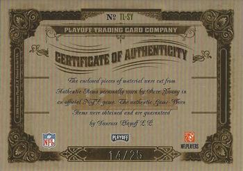 2006 Playoff National Treasures - Timeline Material AFC/NFC Prime #TL-SY Steve Young Back