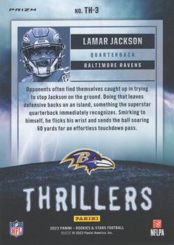 2023 Panini Rookies & Stars - Thrillers Silver #TH-3 Lamar Jackson Back