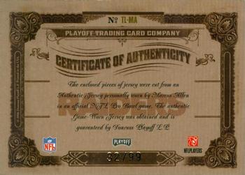 2006 Playoff National Treasures - Timeline Material NFL #TL-MA Marcus Allen Back