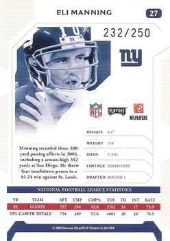 2006 Playoff NFL Playoffs - Silver Proof #27 Eli Manning Back
