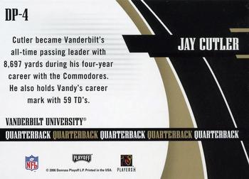2006 Playoff Prestige - Draft Picks #DP-4 Jay Cutler Back