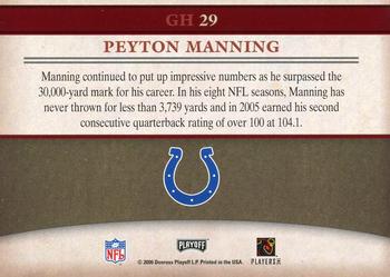 2006 Playoff Prestige - Gridiron Heritage #GH29 Peyton Manning Back