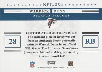 2006 Playoff Prestige - Stars of the NFL Jerseys #NFL-33 Warrick Dunn Back