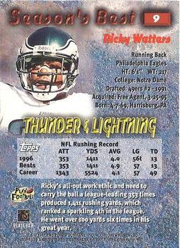 1997 Topps - Season's Best #9 Ricky Watters Back