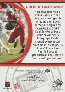 2006 Press Pass - Autographs Bronze Red Ink #NNO DonTrell Moore Back