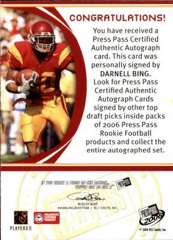 2006 Press Pass - Autographs Silver #NNO Darnell Bing Back