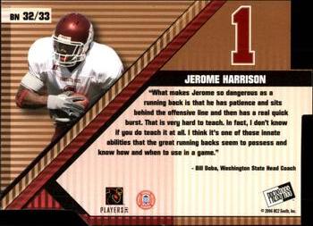 2006 Press Pass - Big Numbers #BN32 Jerome Harrison Back