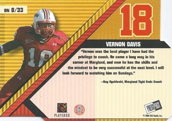 2006 Press Pass - Big Numbers #BN8 Vernon Davis Back