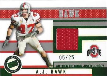 2006 Press Pass - Game Used Jerseys Green #JC/AH A.J. Hawk Front