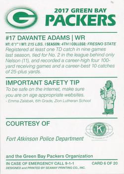 2017 Green Bay Packers Police - Fort Atkinson Police Department #6 Davante Adams Back