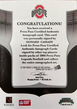 2006 Press Pass Legends - Autographs #NNO Howard Cassady Back