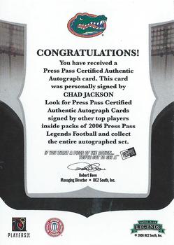 2006 Press Pass Legends - Autographs #NNO Chad Jackson Back