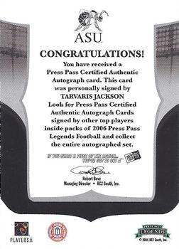 2006 Press Pass Legends - Autographs #NNO Tarvaris Jackson Back