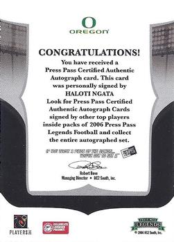 2006 Press Pass Legends - Autographs #NNO Haloti Ngata Back
