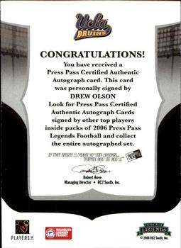 2006 Press Pass Legends - Autographs #NNO Drew Olson Back