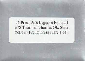 2006 Press Pass Legends - Press Plate Yellow #78 Thurman Thomas Back