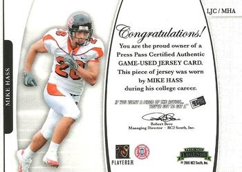 2006 Press Pass Legends - Saturday Swatches #LJC/MH Mike Hass Back