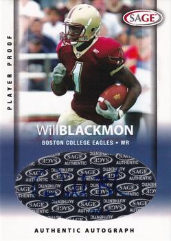 2006 SAGE - Autographs Player Proofs #A6 Will Blackmon Front