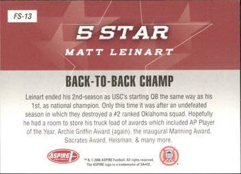 2006 SAGE Aspire - 5 Star #FS13 Matt Leinart Back