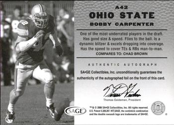 2006 SAGE HIT - Autographs Gold #A42 Bobby Carpenter Back