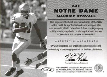 2006 SAGE HIT - Autographs Silver #A25 Maurice Stovall Back