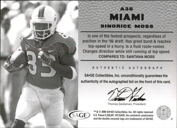2006 SAGE HIT - Autographs Silver #A38 Sinorice Moss Back