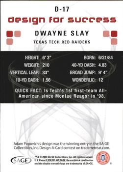 2006 SAGE HIT - Design for Success Blue #D-17 Dwayne Slay Back