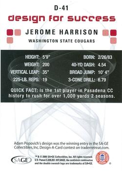 2006 SAGE HIT - Design for Success Blue #D-41 Jerome Harrison Back