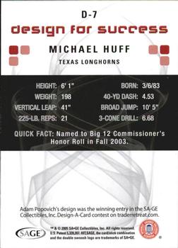2006 SAGE HIT - Design for Success Silver #D-7 Michael Huff Back