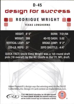2006 SAGE HIT - Design for Success Silver #D-45 Rodrique Wright Back