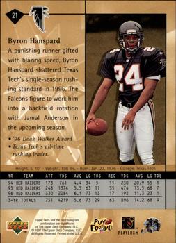 1997 Upper Deck #21 Byron Hanspard Back